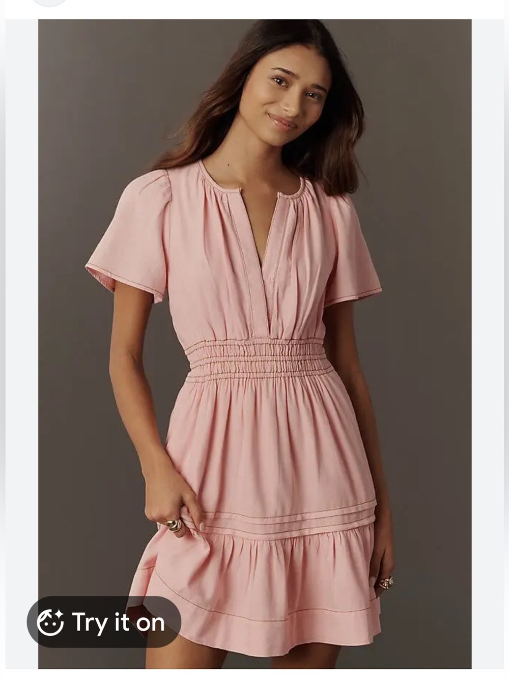 Anthropologie Sommerset Denim Dress in Baby Pink